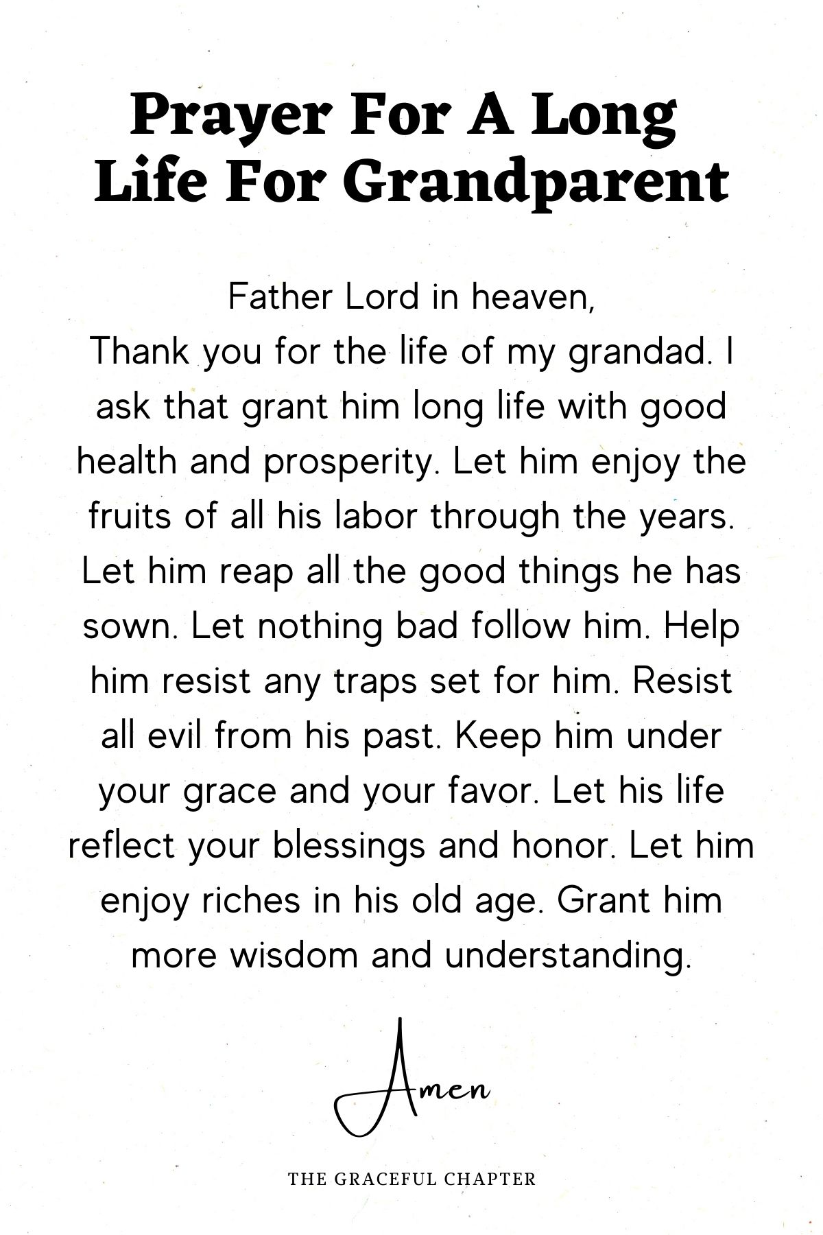 Prayer for a long life for grandparent -Prayers for grandparents