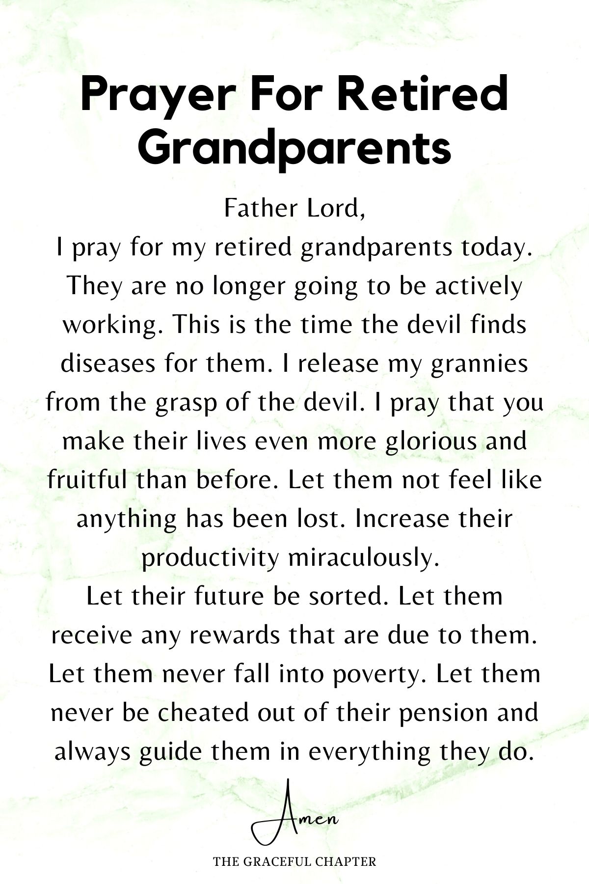 Prayer for a retired grandparents - Prayers for grandparents
