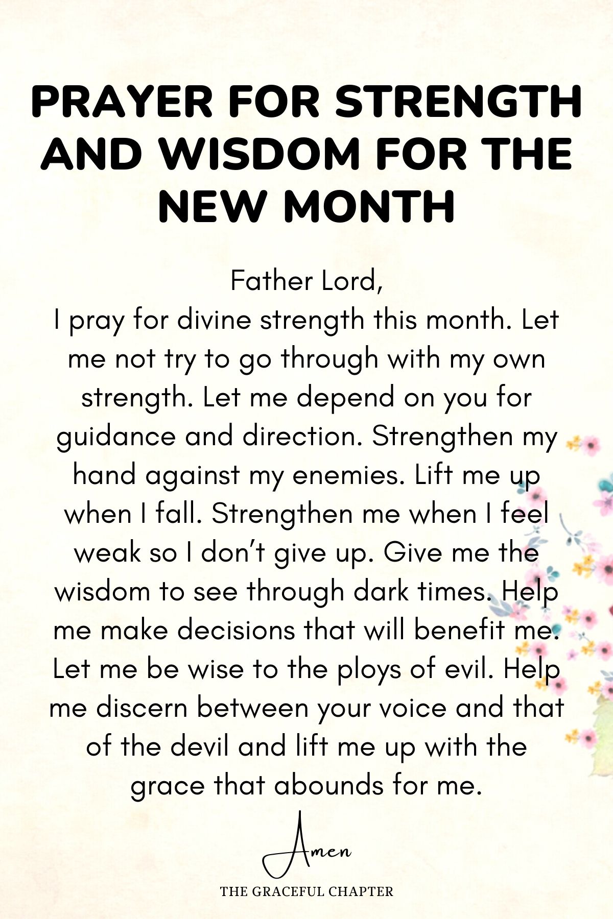 Strength and wisdom for the new month