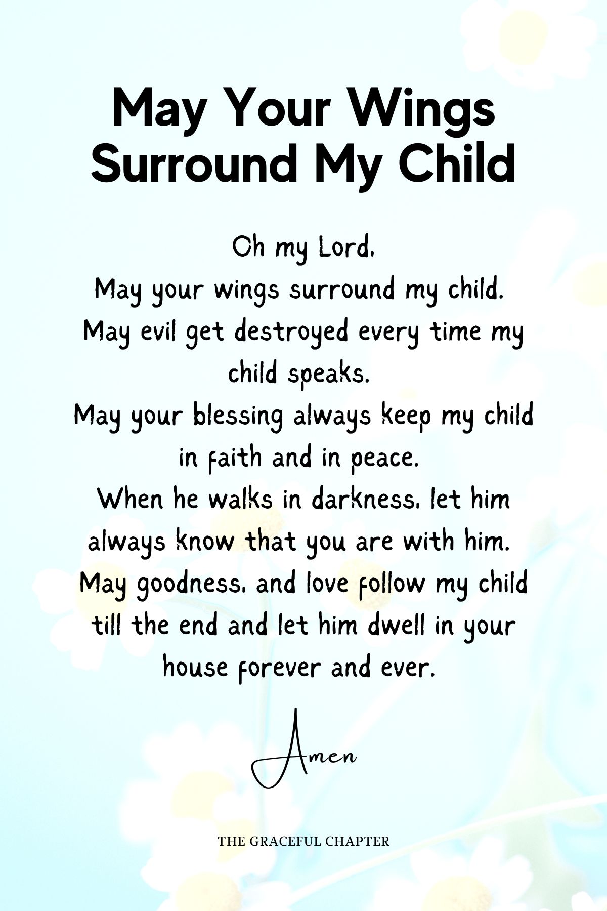 May your wings surround my child prayers for infants 