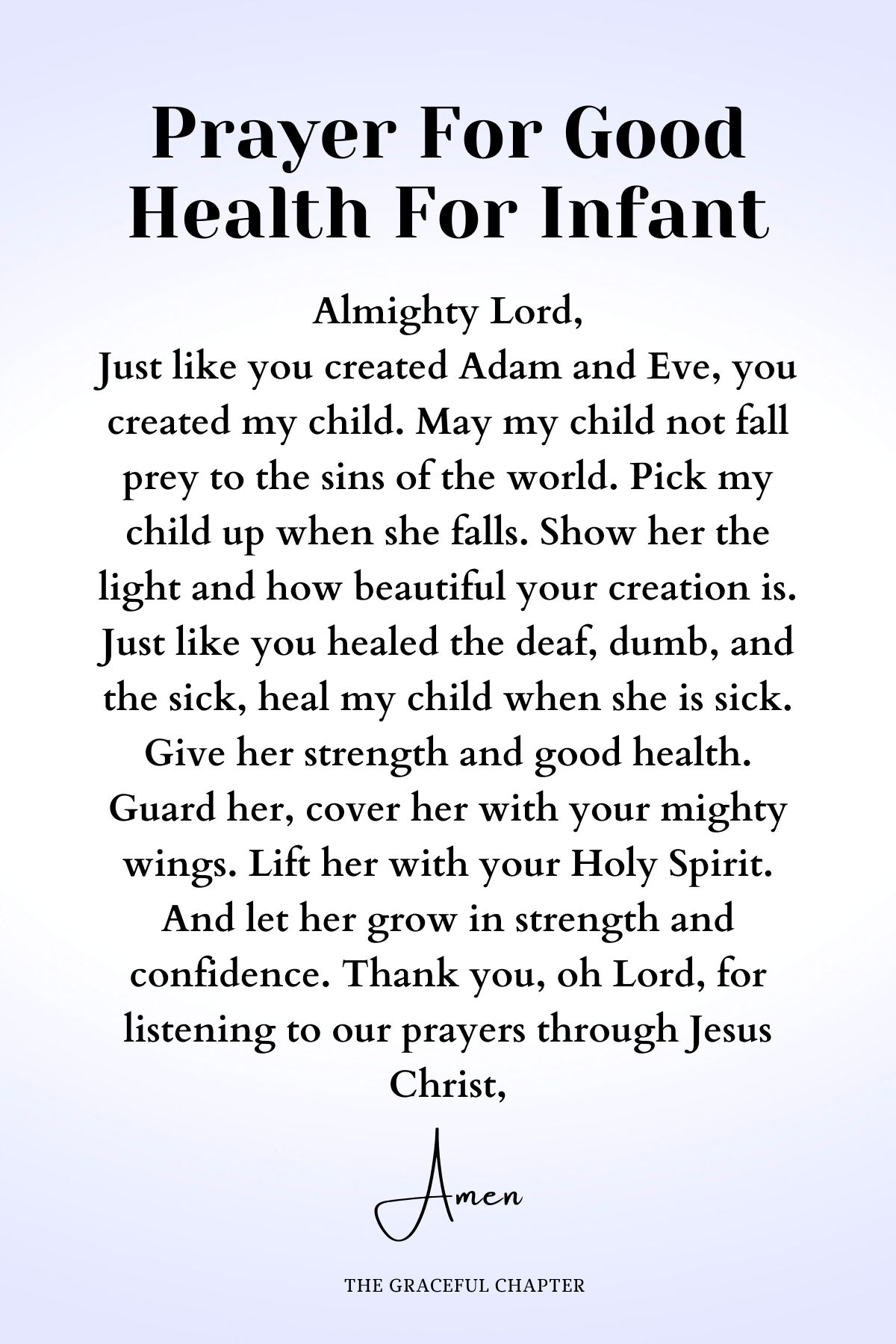 Prayer for good health for infant