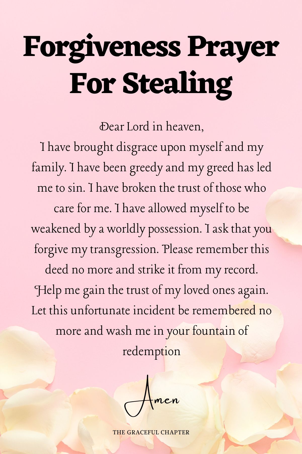 Forgiveness prayer for stealing