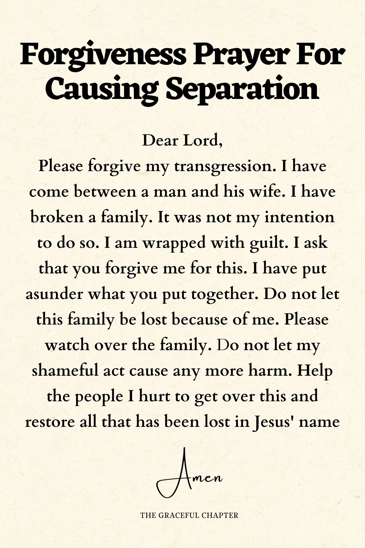 Forgiveness prayer for causing separation