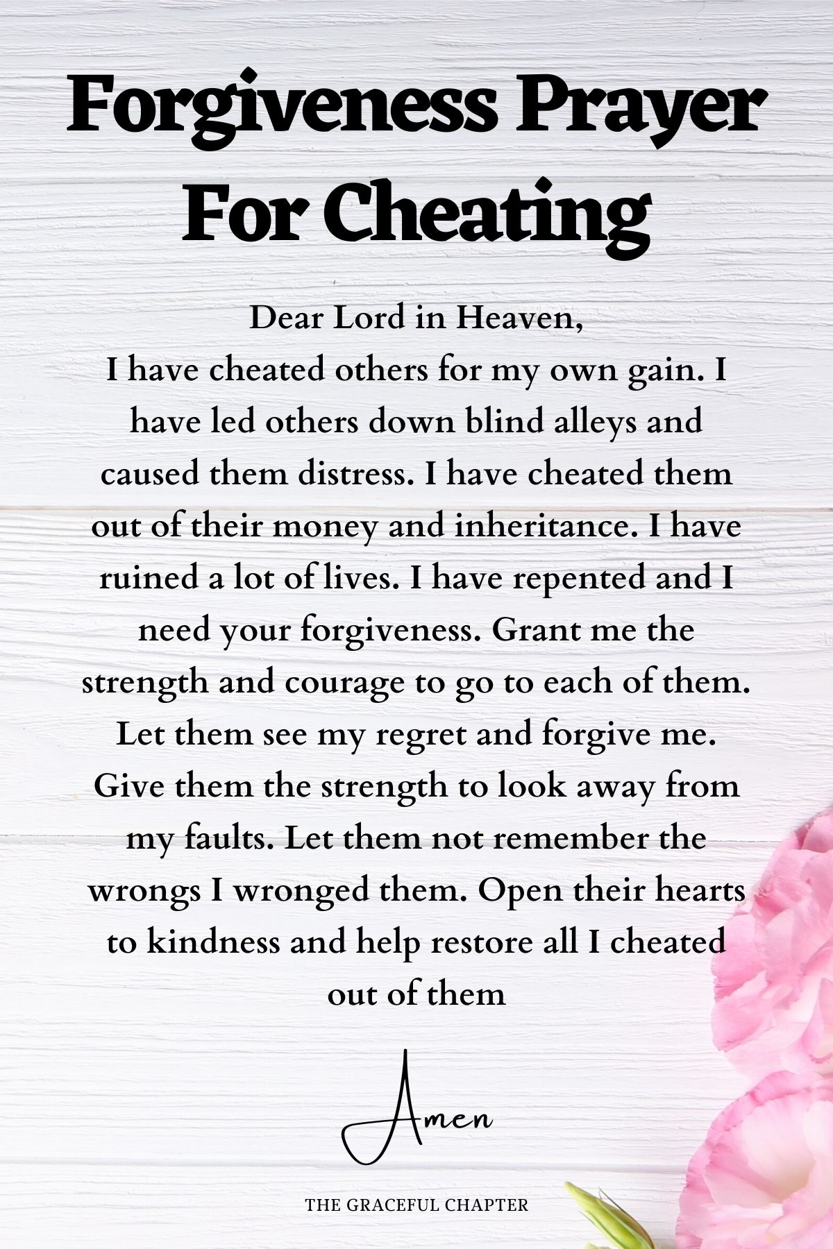 Forgiveness prayer for cheating