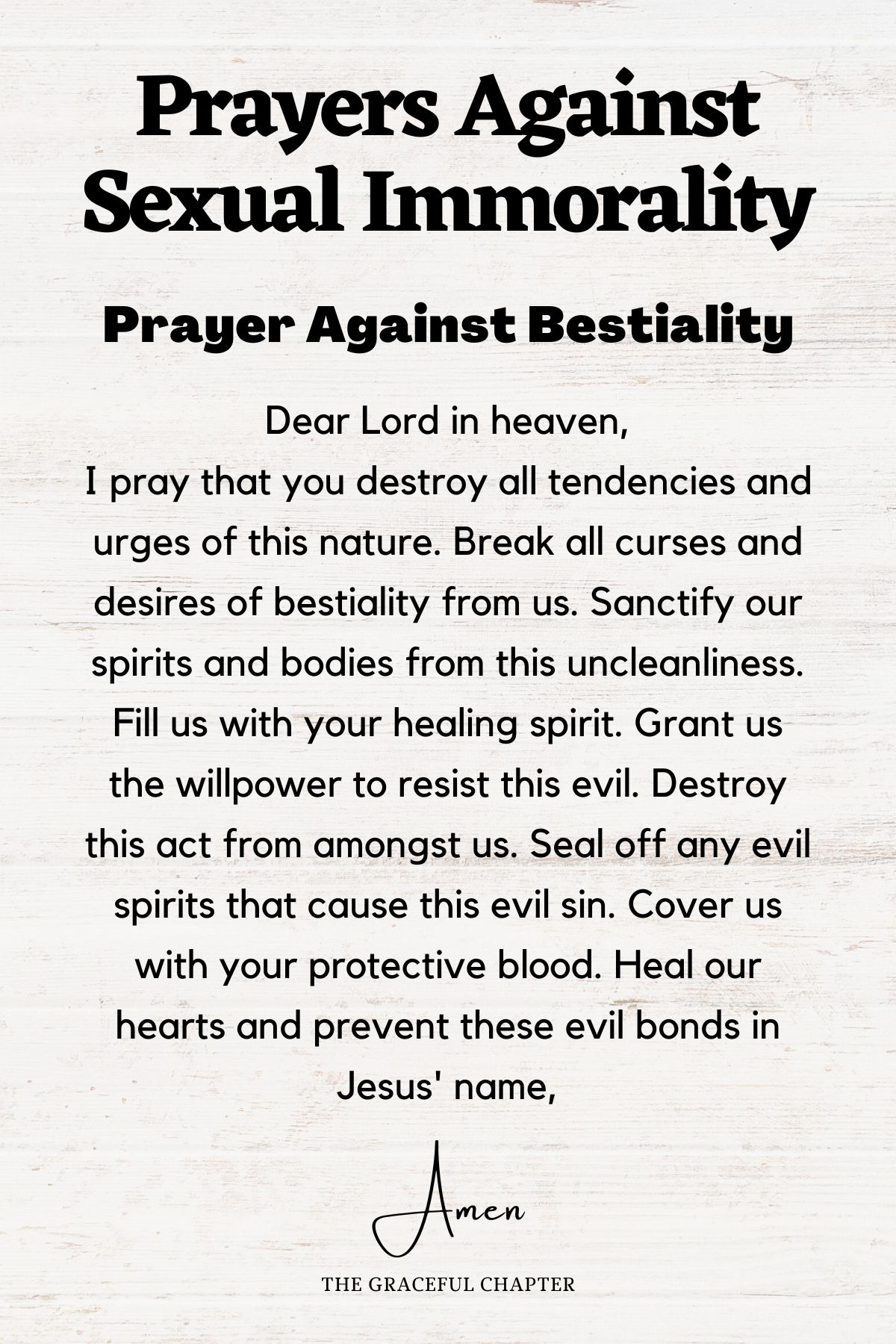 Prayer against bestiality - 10 Effective Prayers Against Sexual Immorality