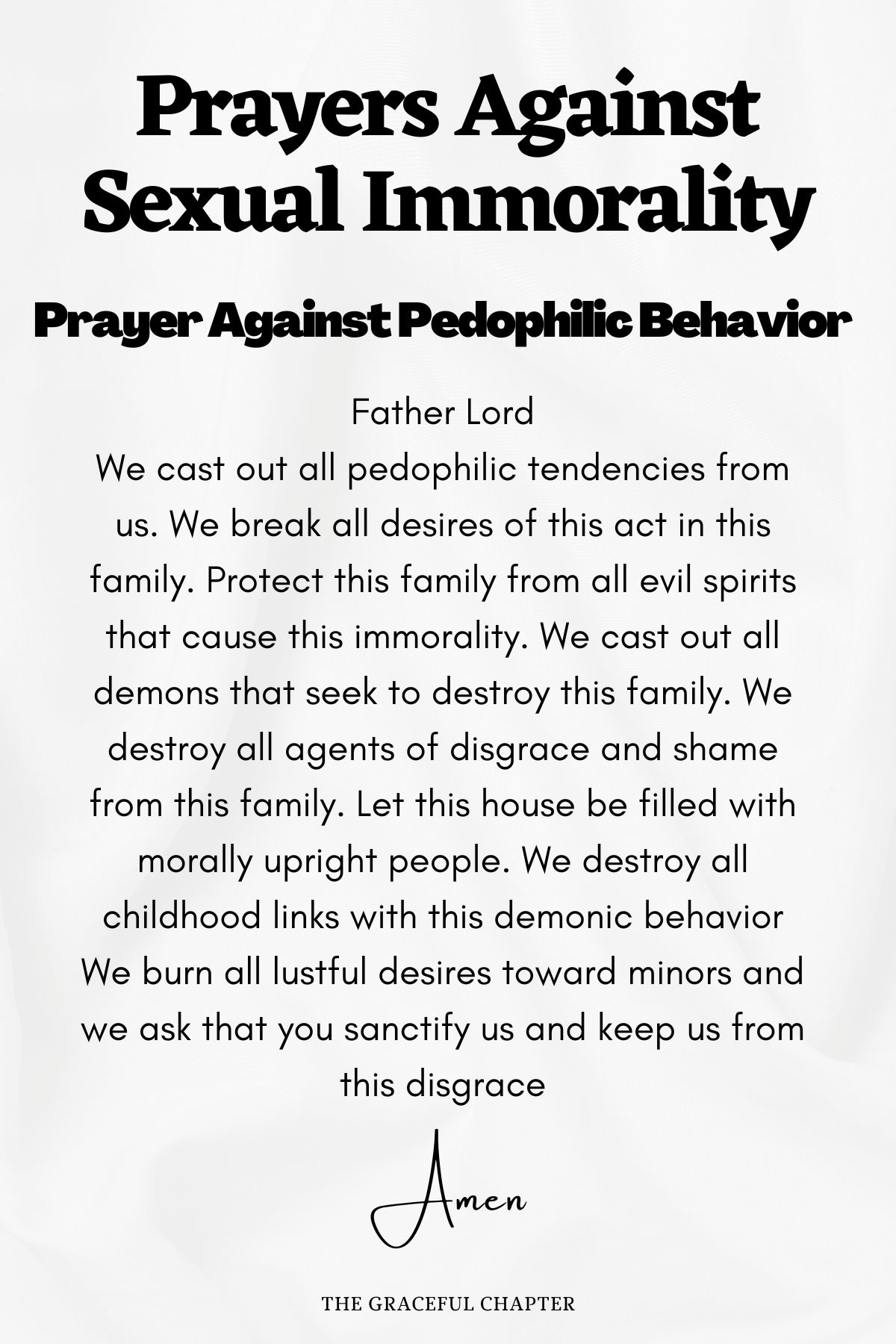 Prayer against pedophilic behavior