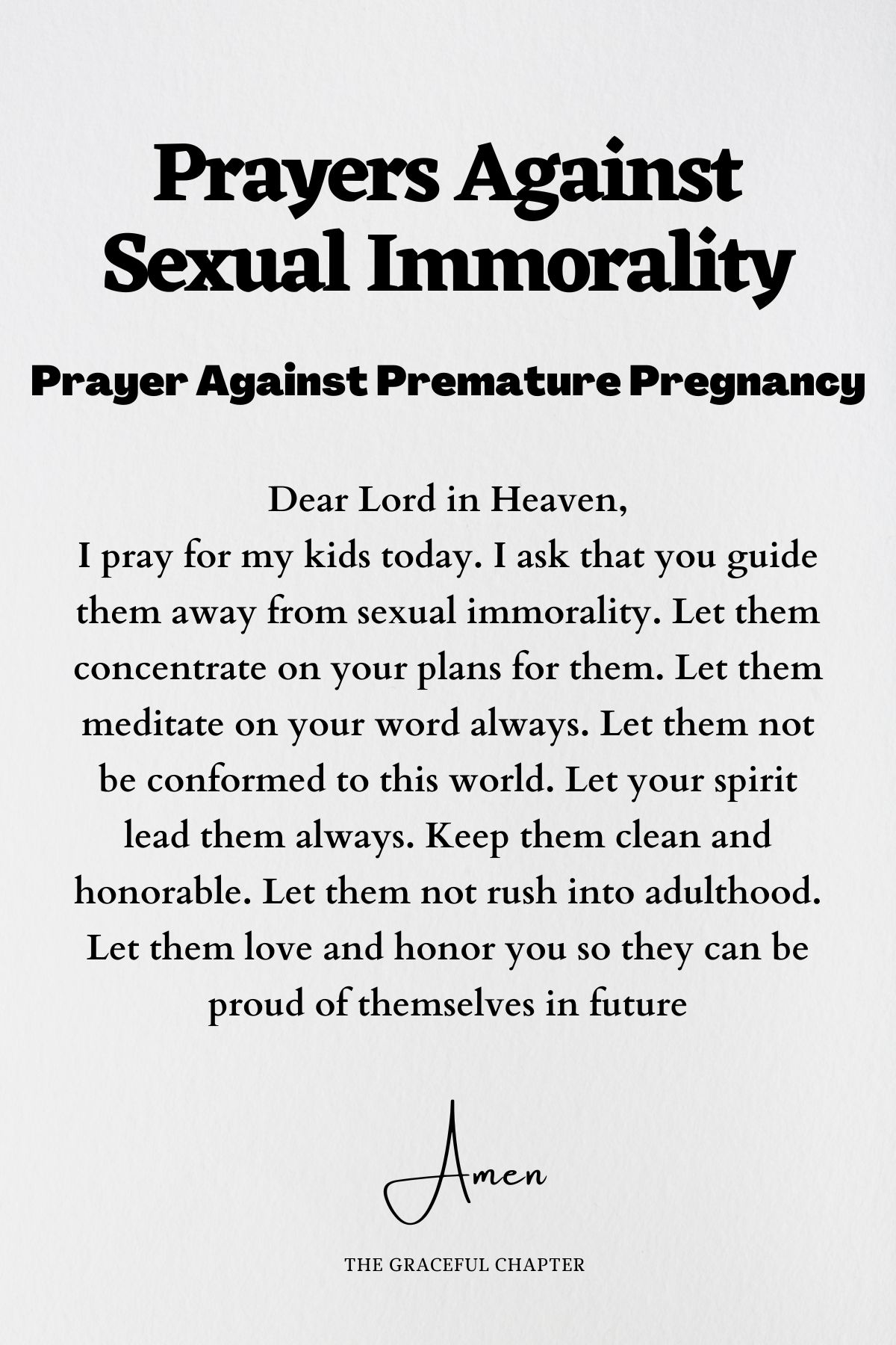 Prayer against premature pregnancy