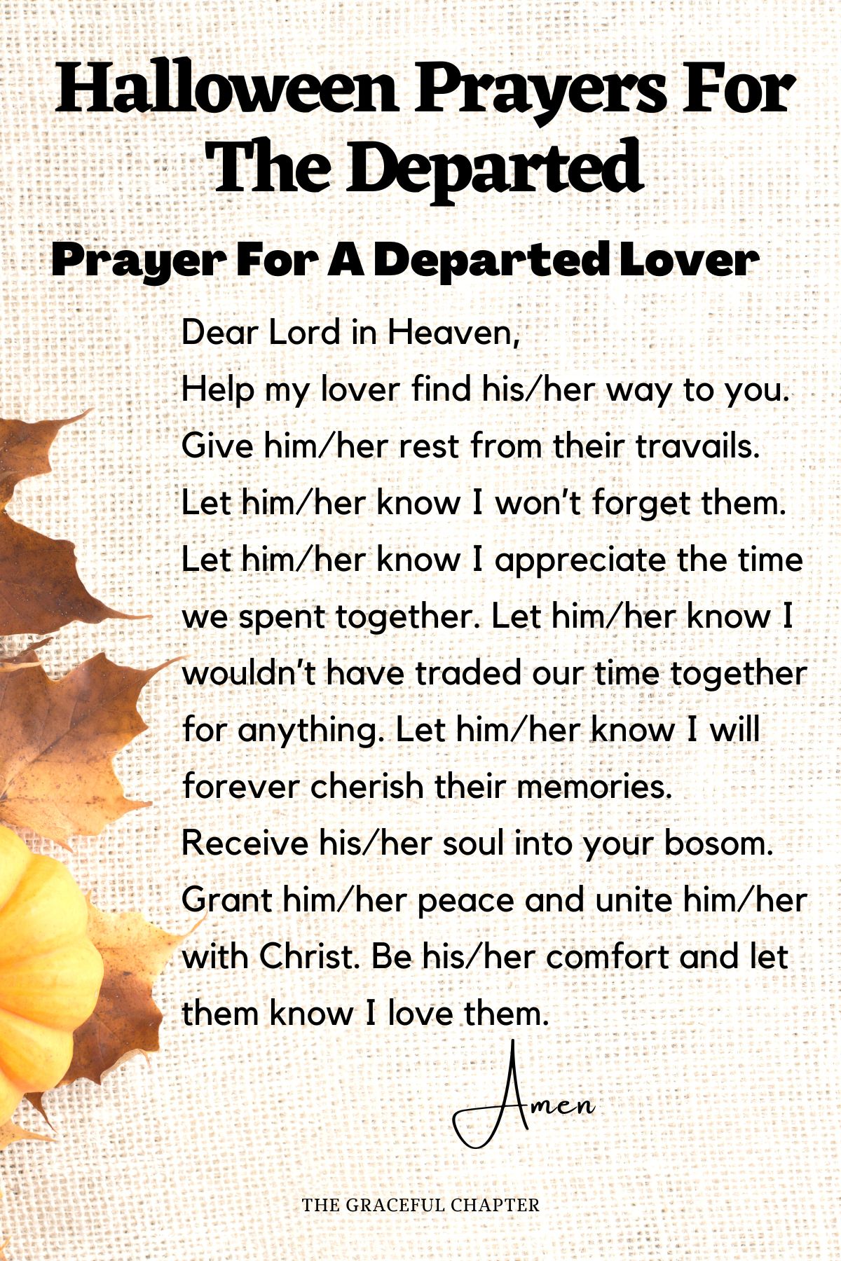 Prayer for a departed lover