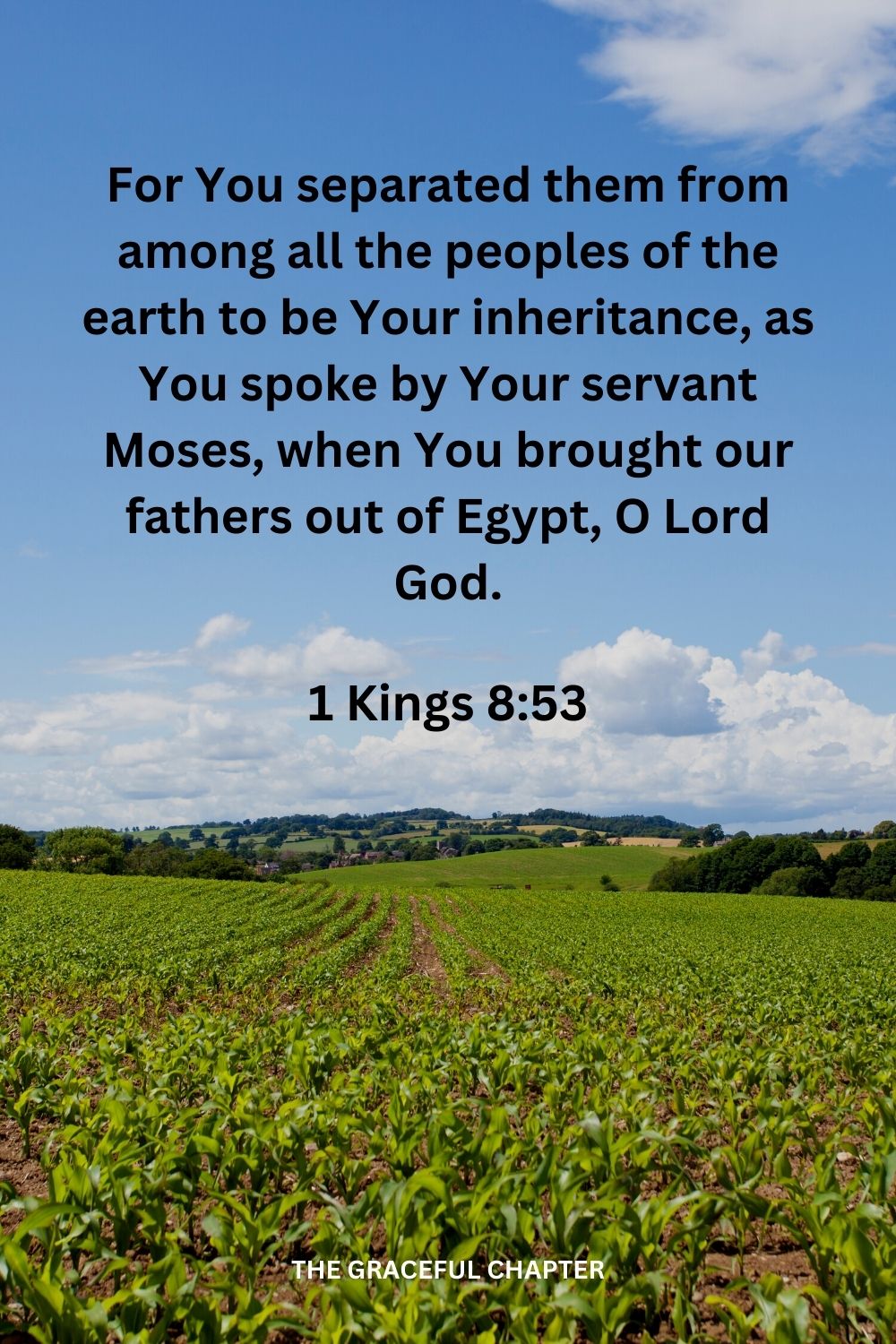 For You separated them from among all the peoples of the earth to be Your inheritance, as You spoke by Your servant Moses, when You brought our fathers out of Egypt, O Lord God.1 Kings 8:53