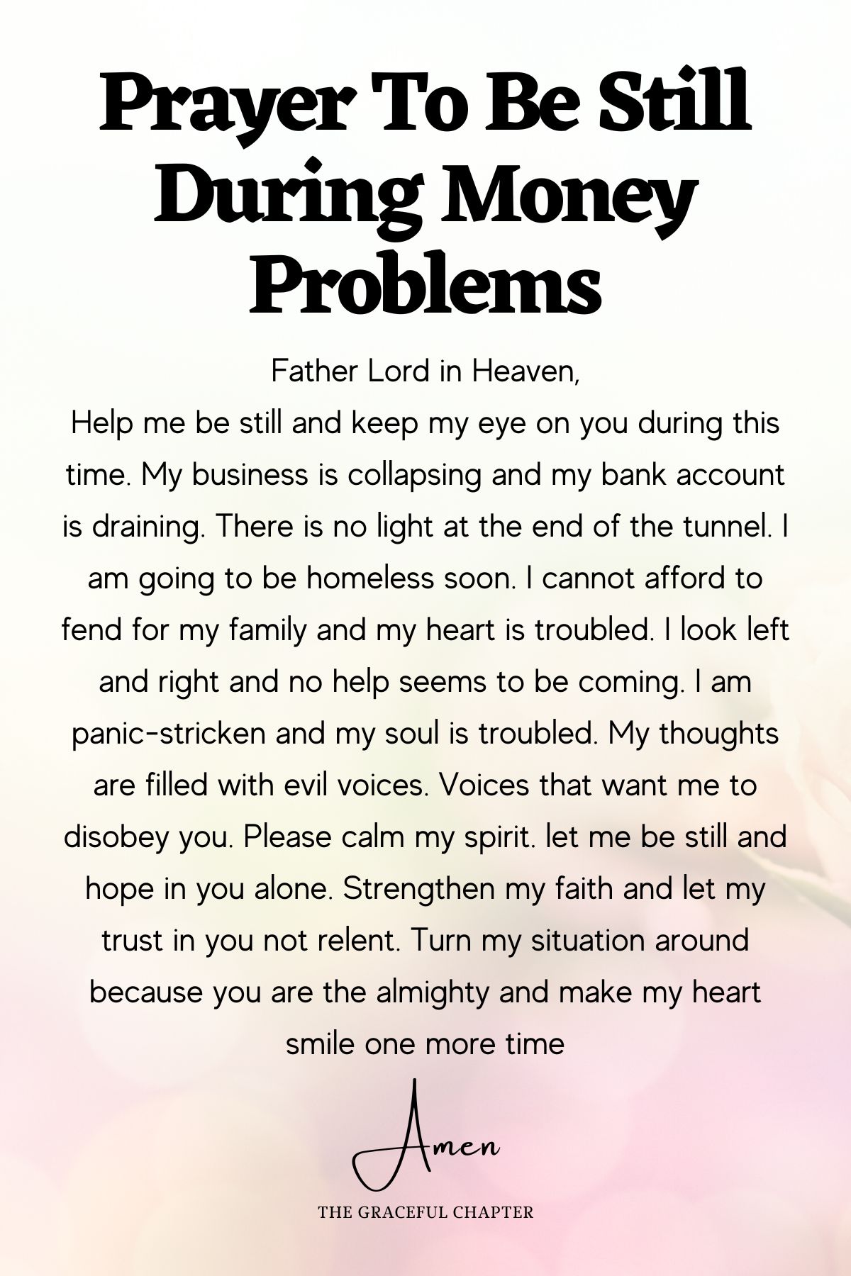 Prayer To Be still during money problems