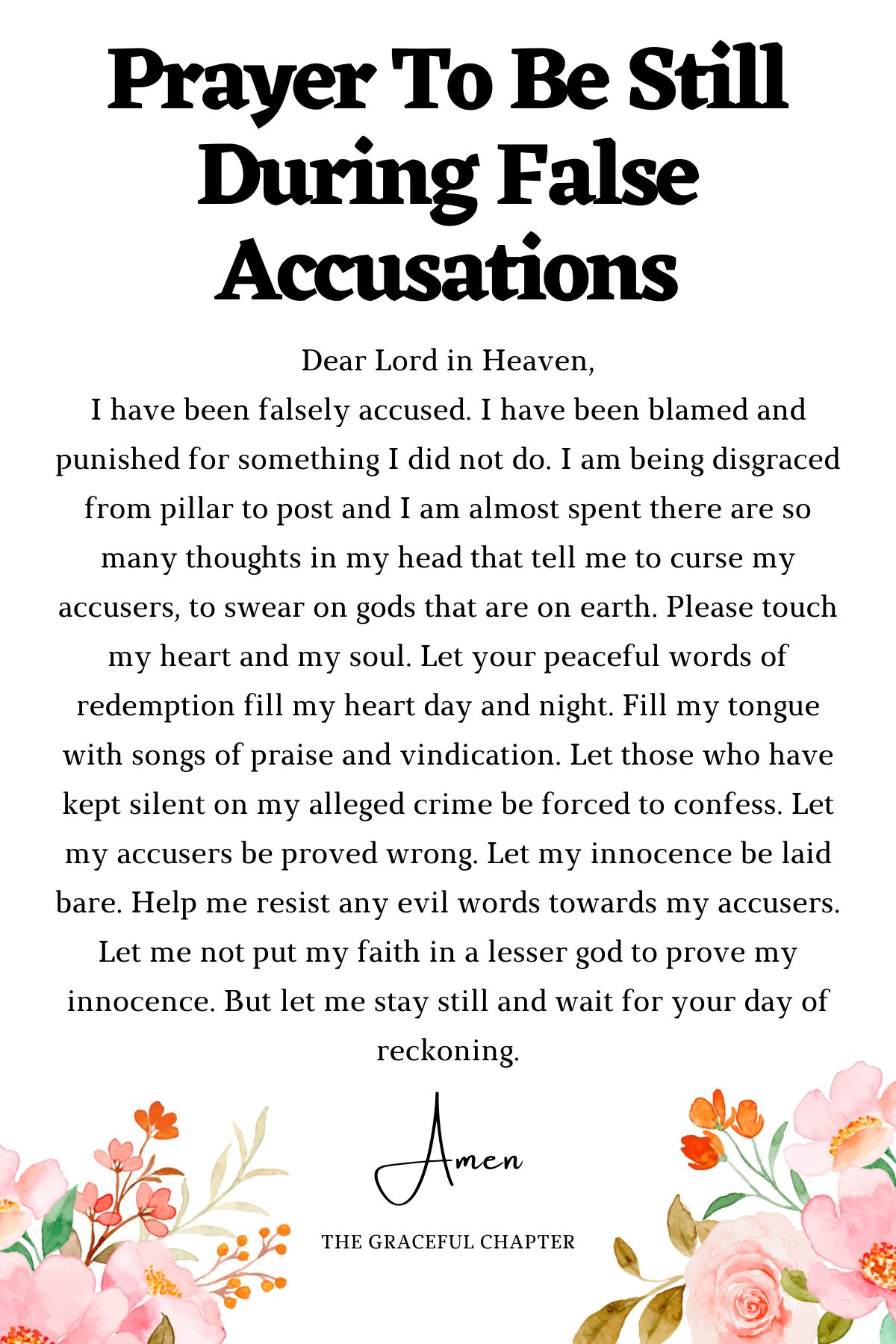 Prayer To Be still during false accusations