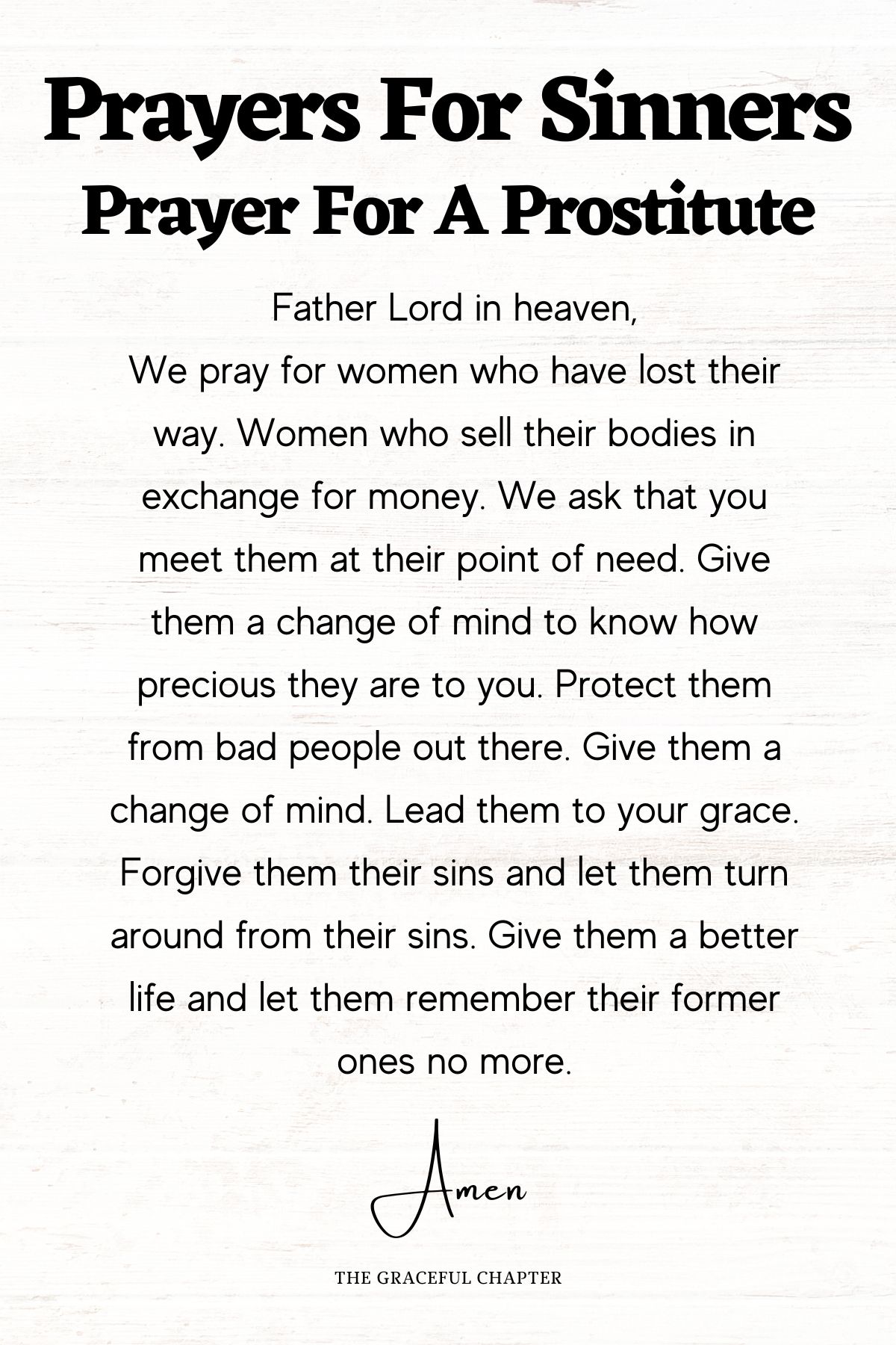 Prayer for a prostitute