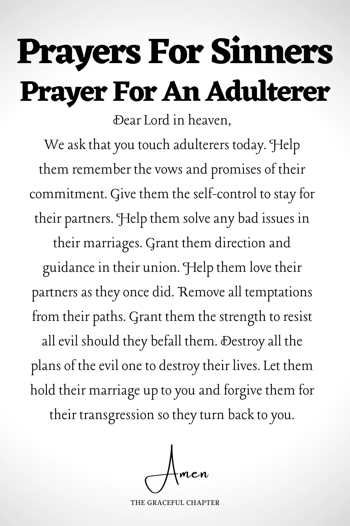 Prayer for an adulterer