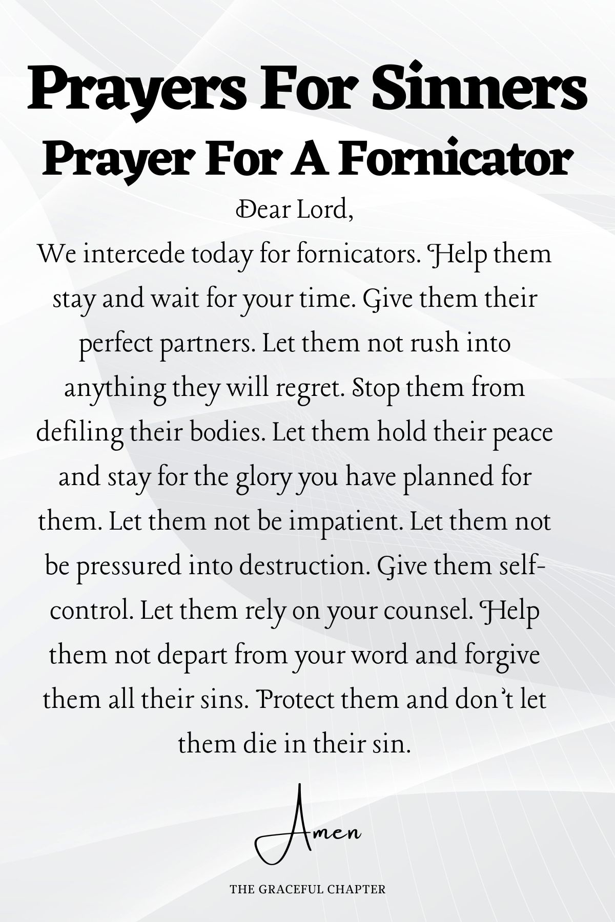 Prayer for a fornicator