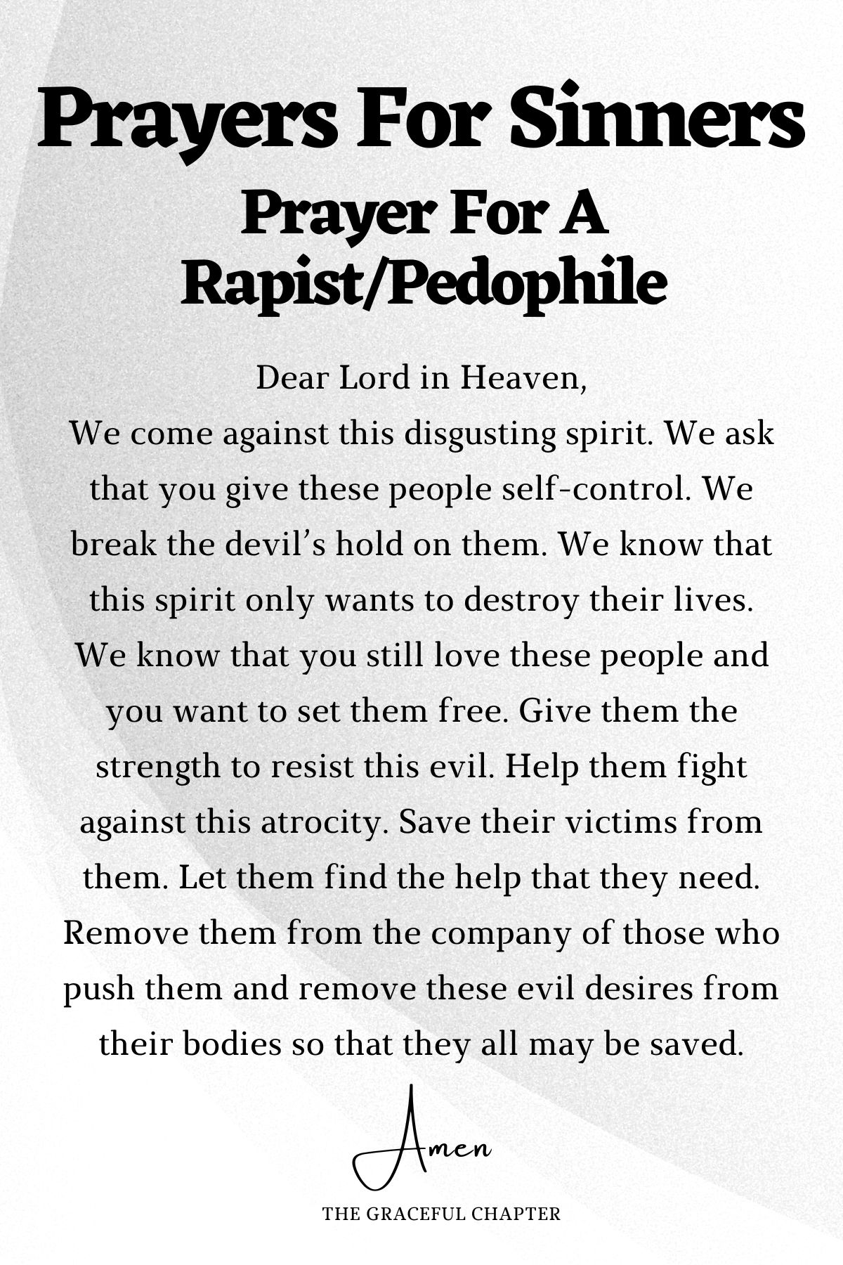Prayer for a rapist/pedophile