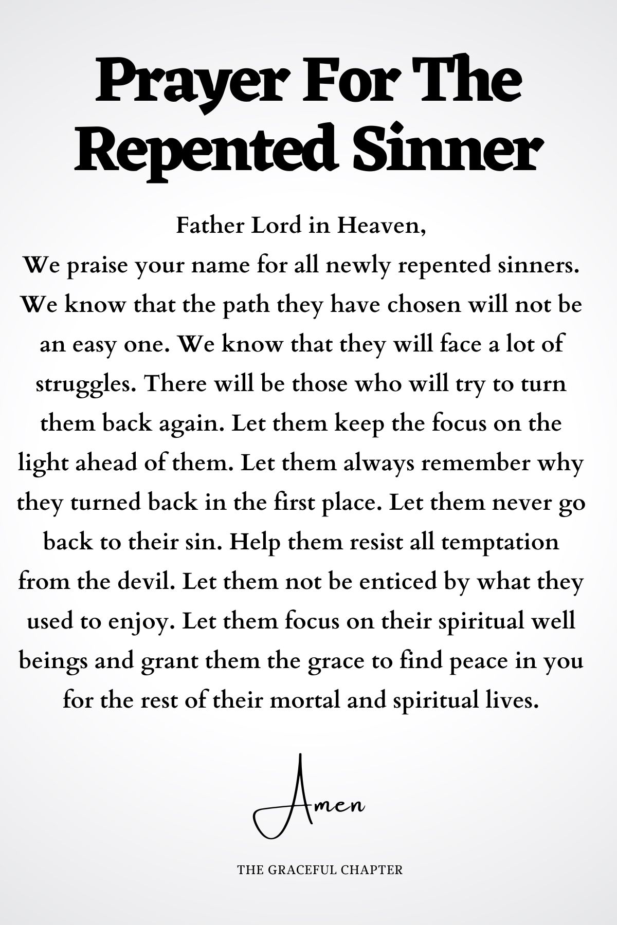 Prayer for the repented sinner