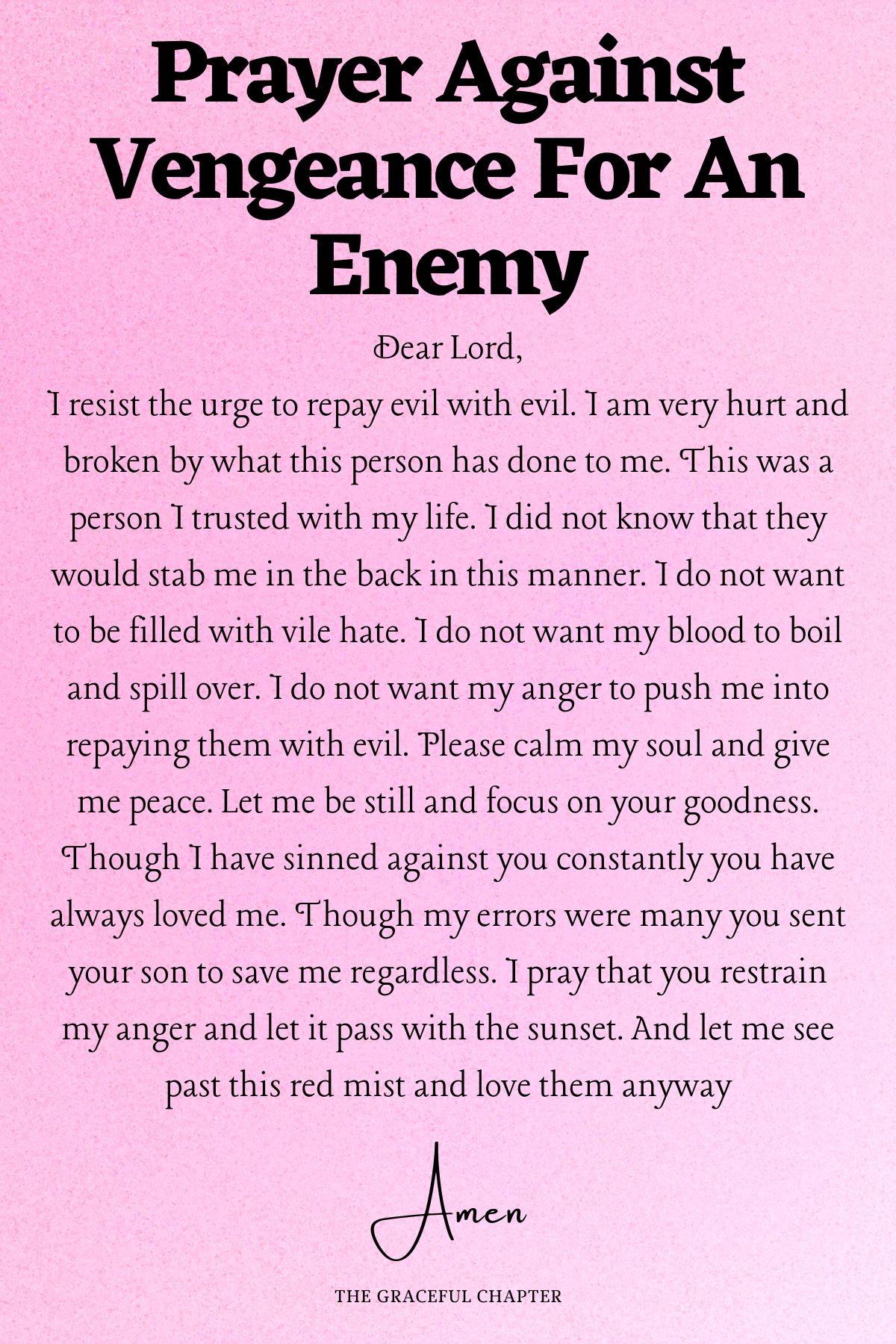 Prayer Against Vengeance For An Enemy