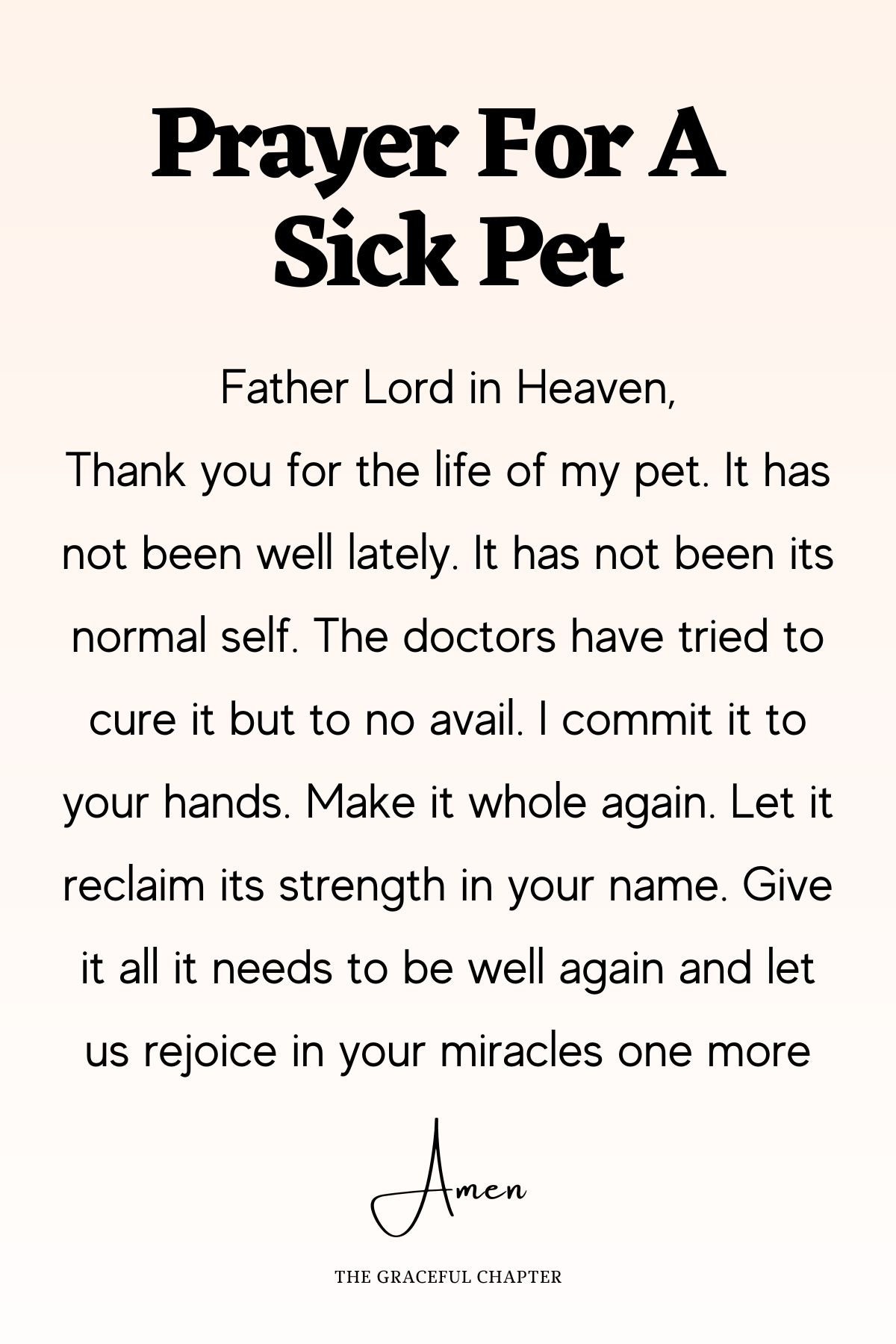 Prayer for a sick pet - prayers for pets