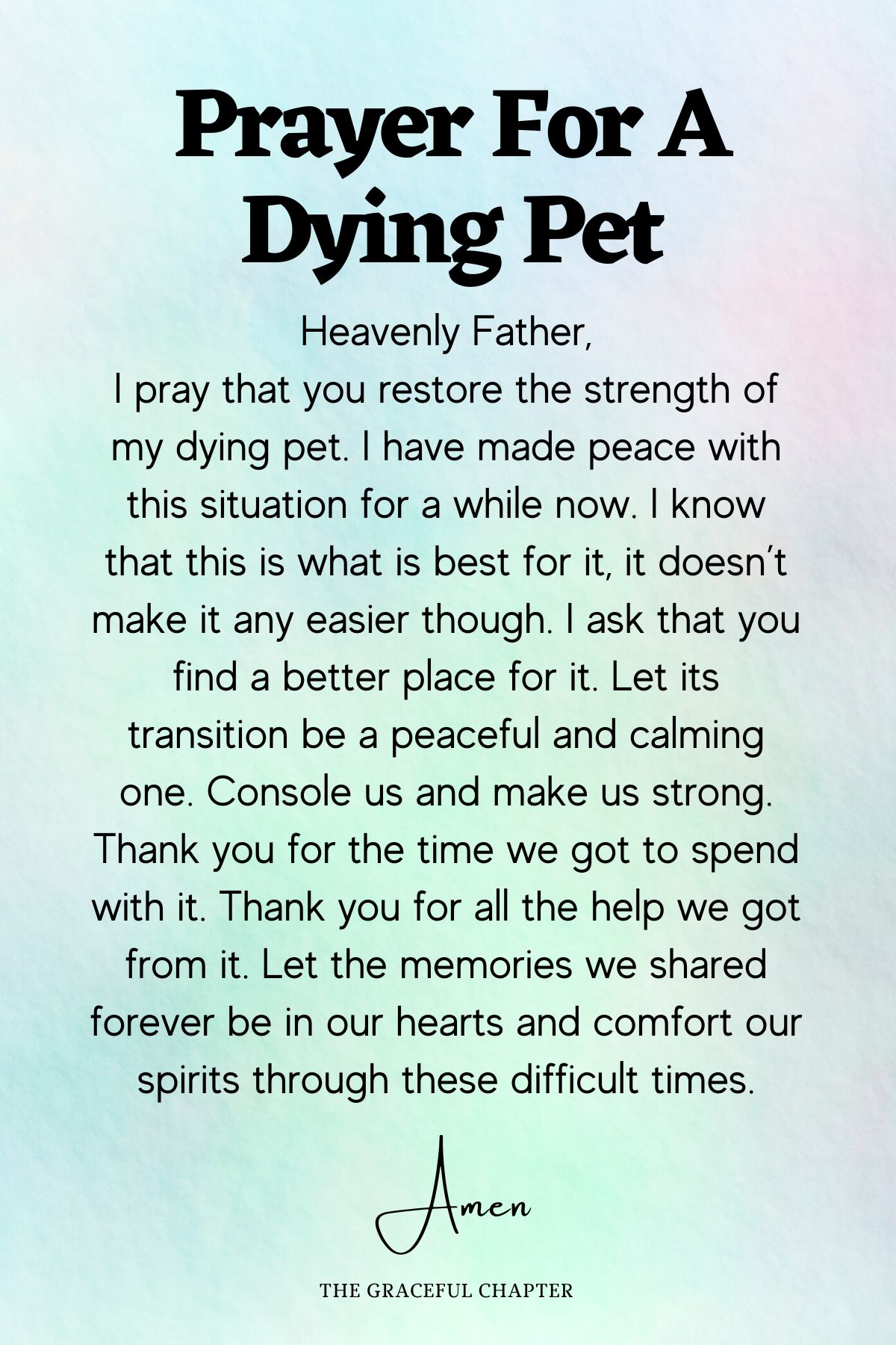 Prayer for a dying pet