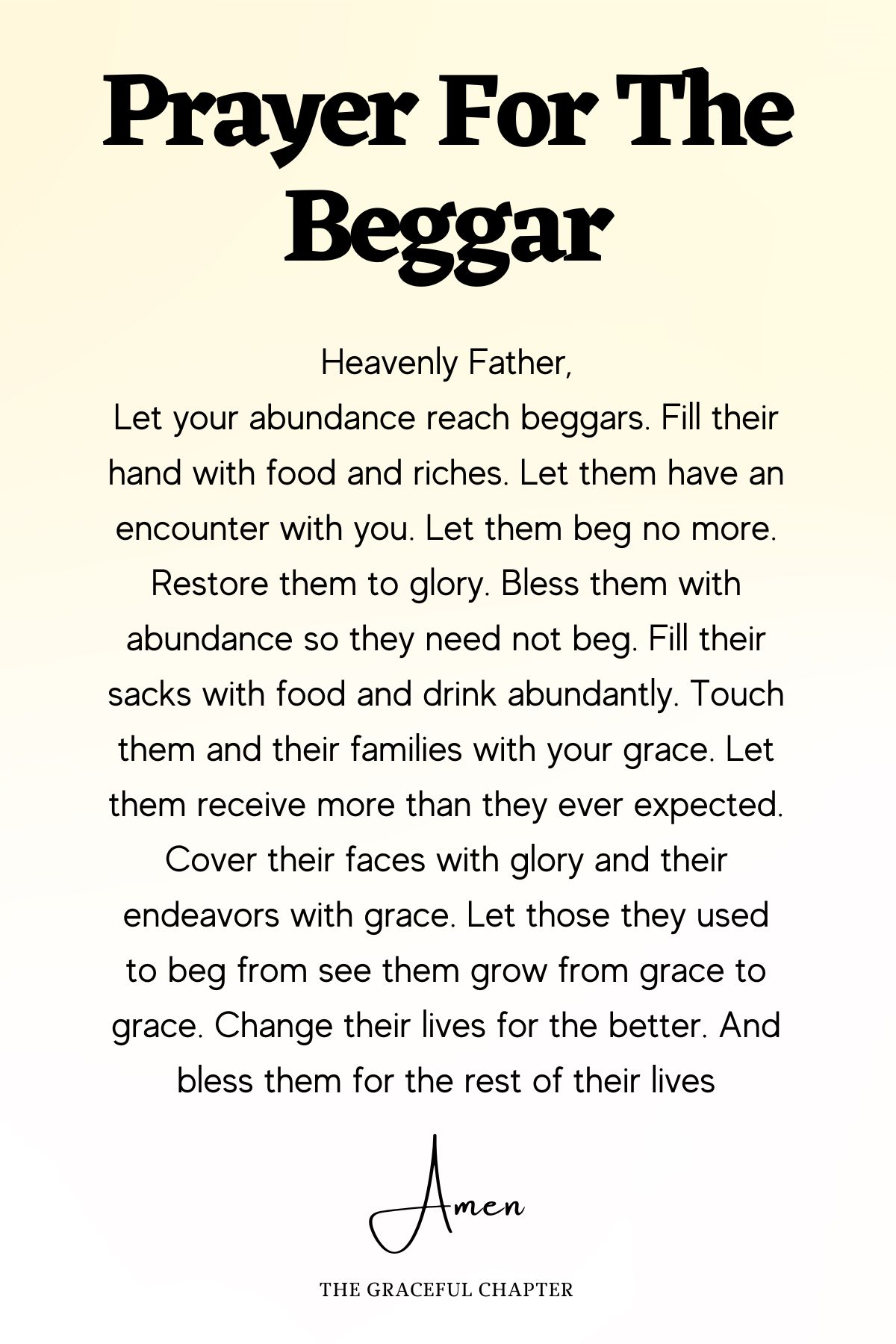 Prayer for the beggar