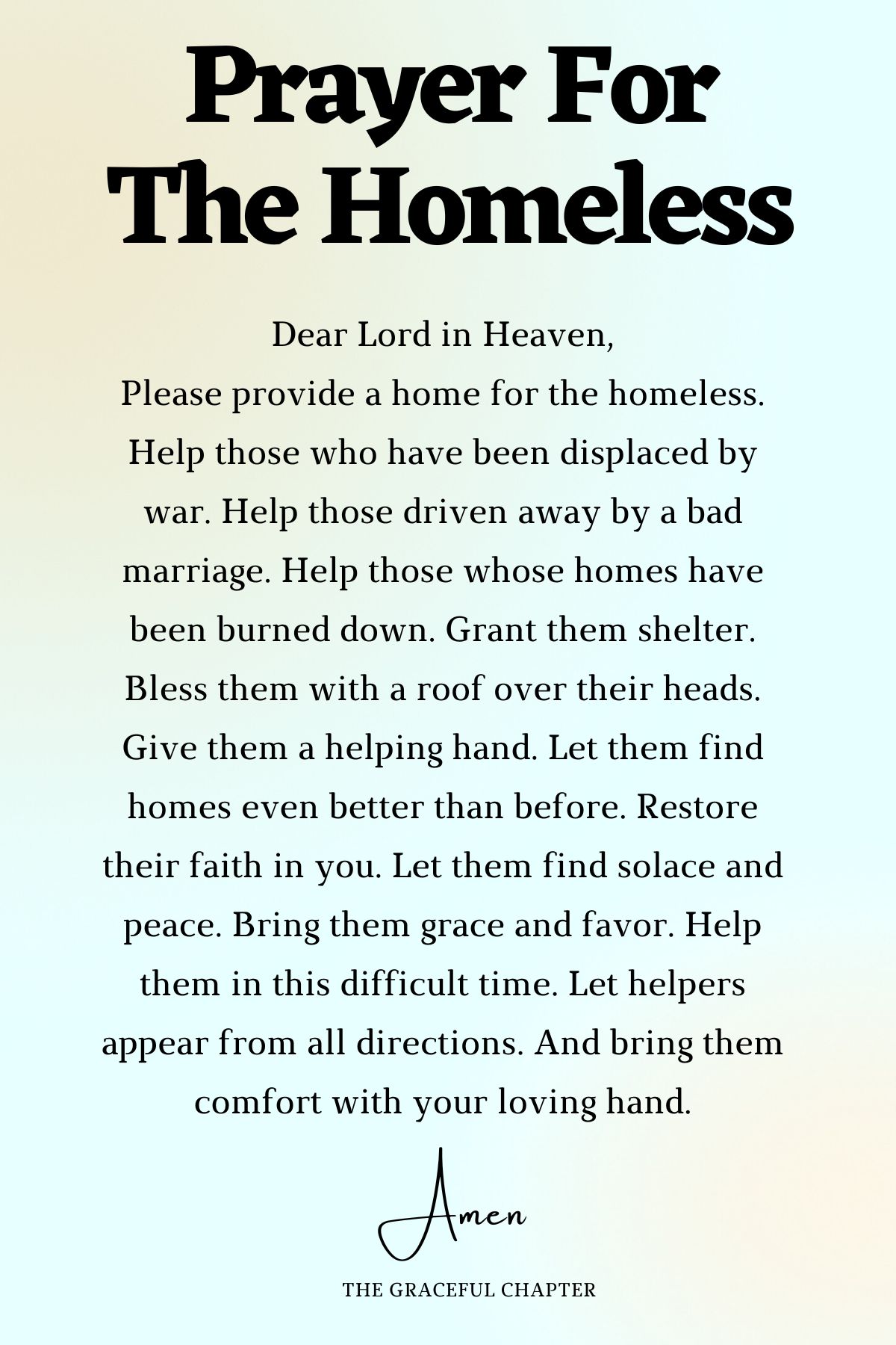 Prayer for the homeless - Prayers For The Needy