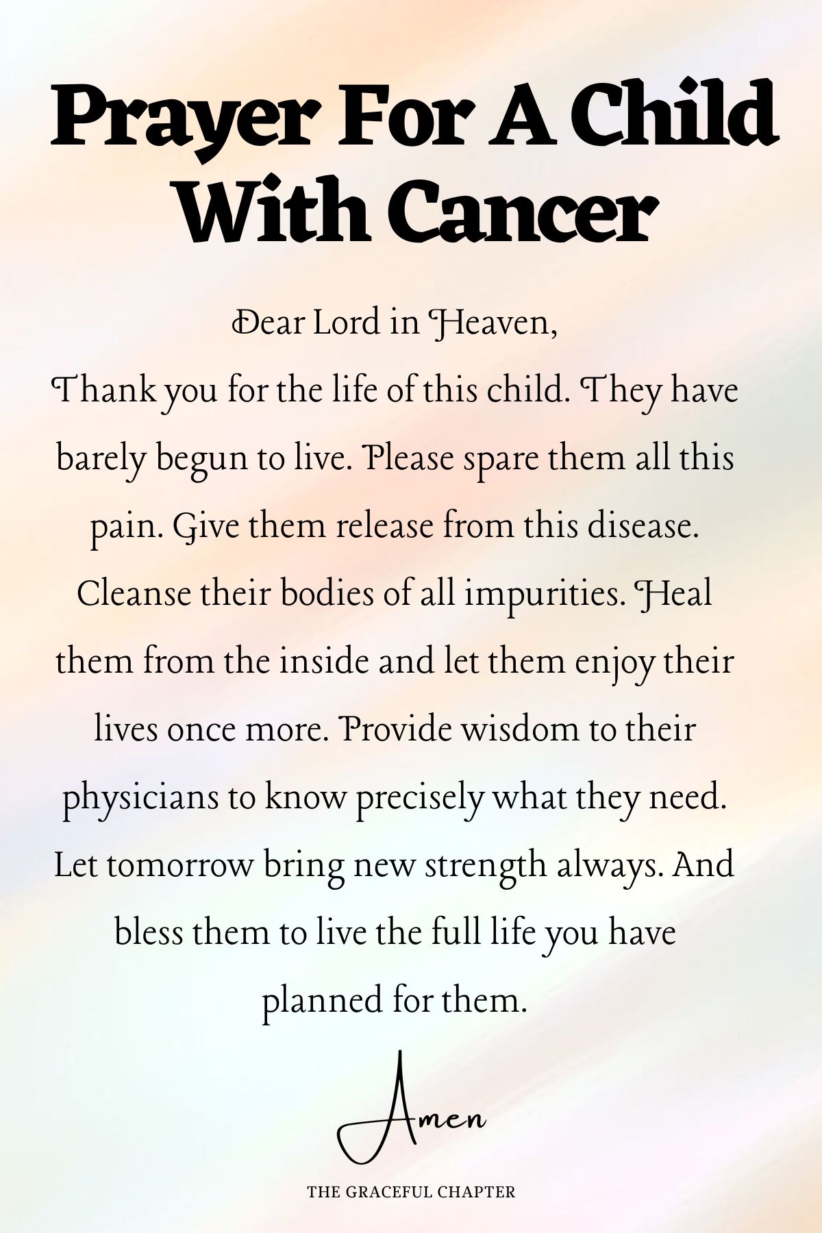 Prayer For A Child With Cancer