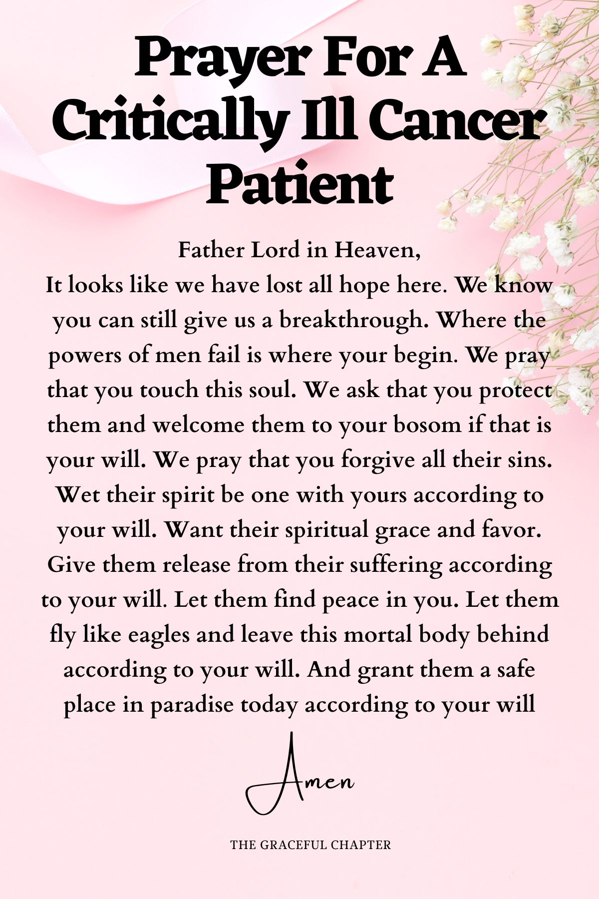 Prayer For A Critically Ill Cancer Patient