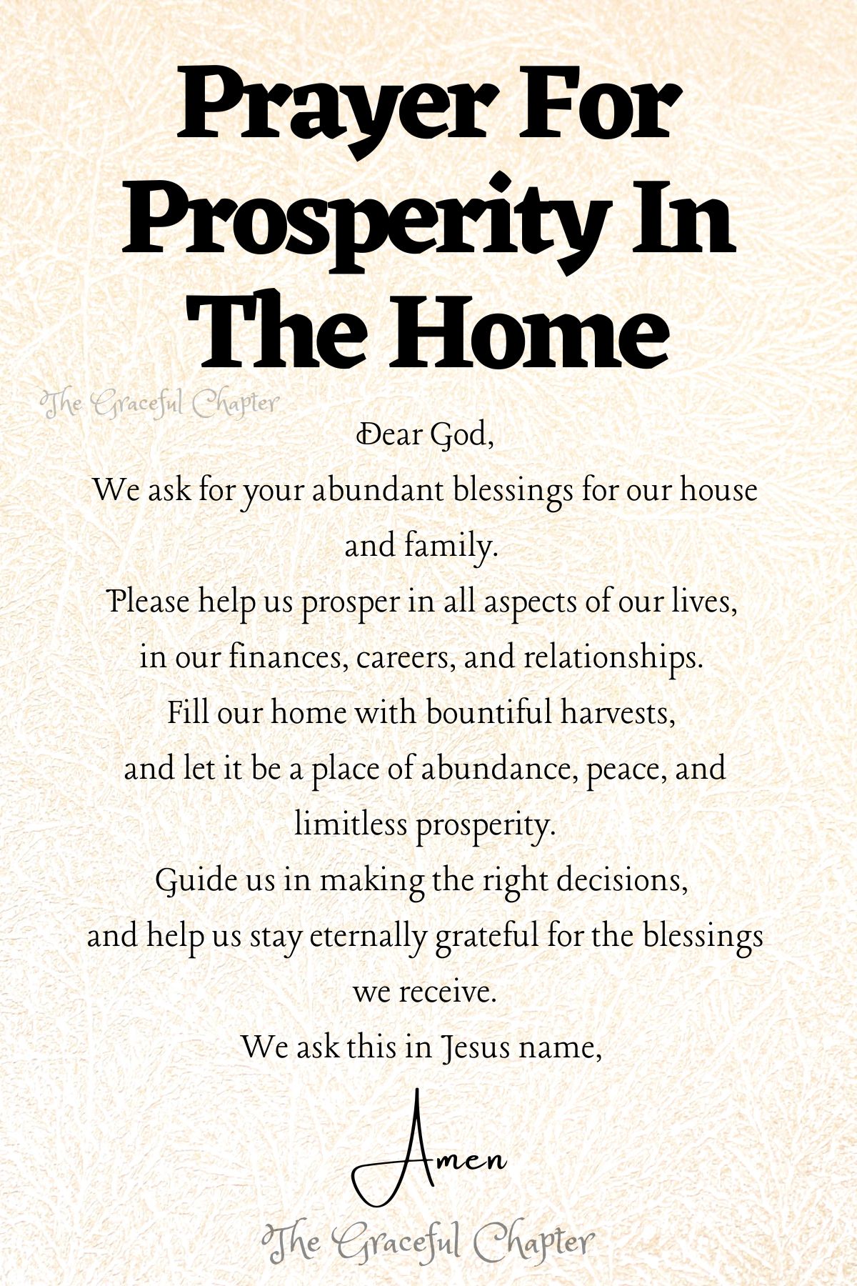 Prayer for prosperity in the home