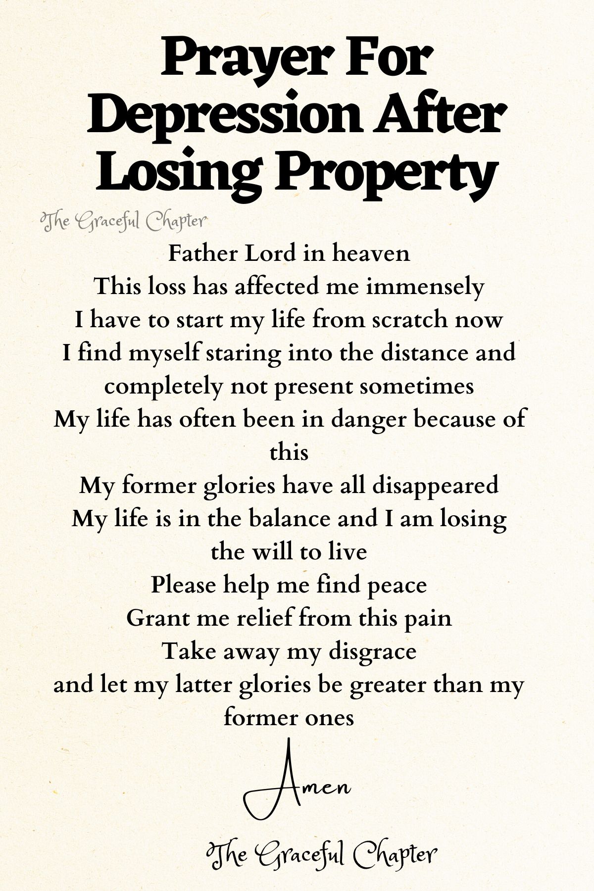 Prayer for depression after losing property