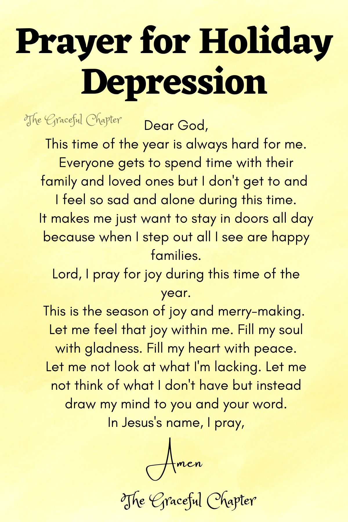 Prayer for holiday depression