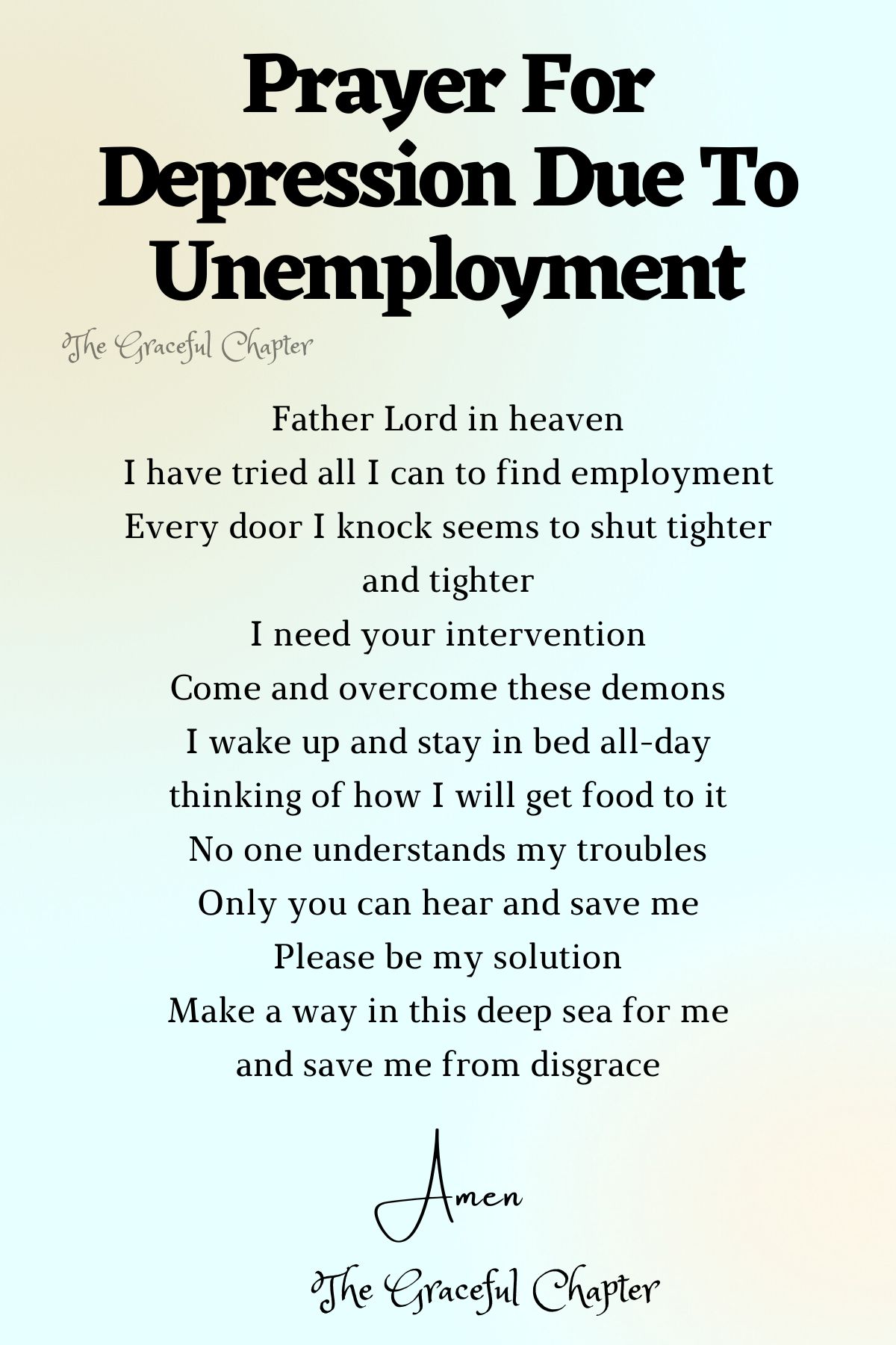 Prayer for depression due to unemployment