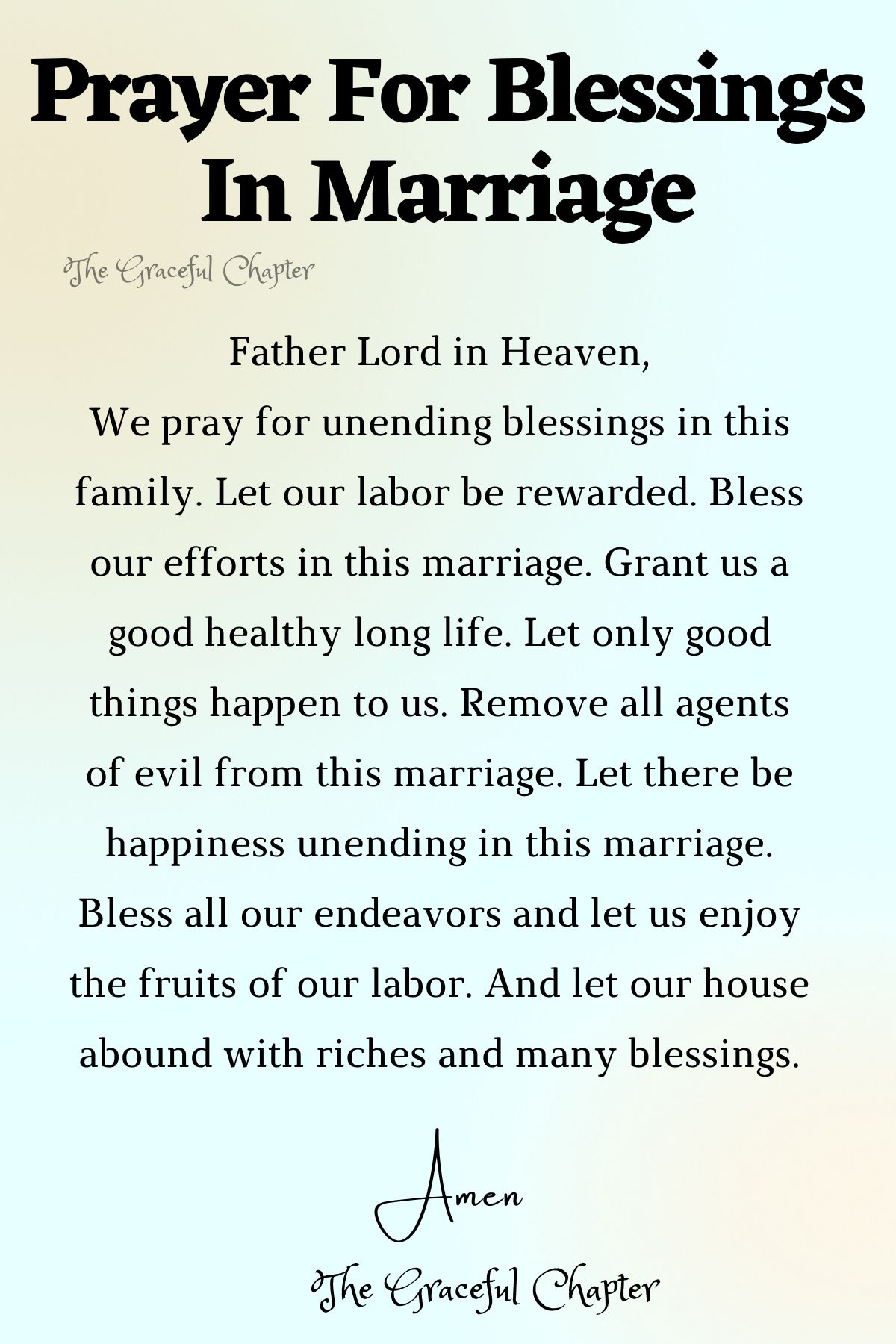 Prayer for children in marriage