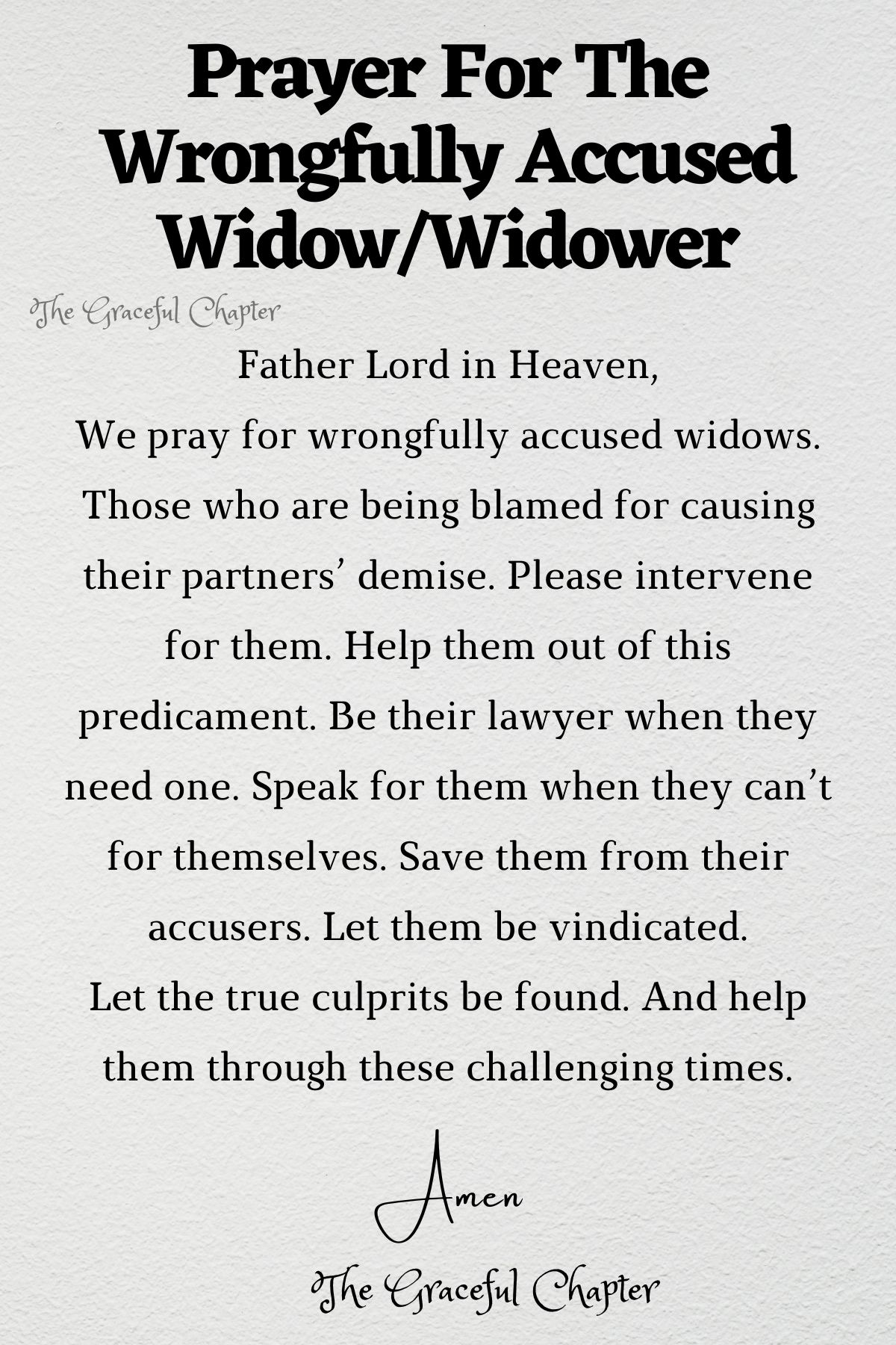 Prayer for the wrongfully accused widow/widower