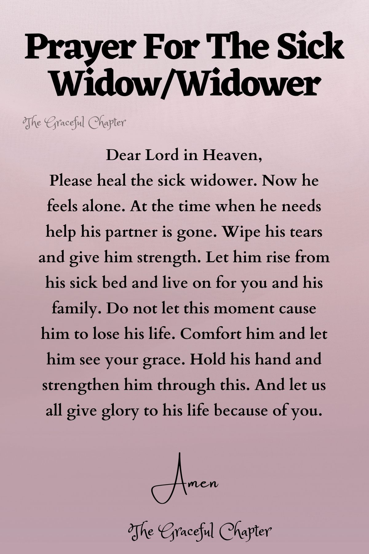 Prayer for the sick widow/widower