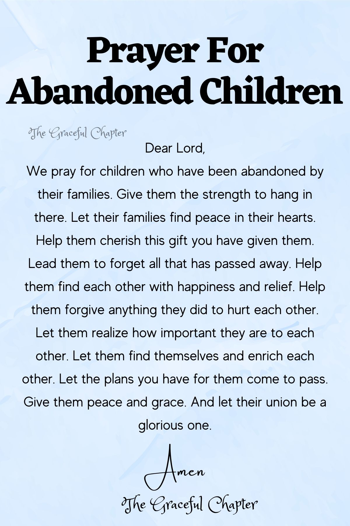 Prayer for abandoned children