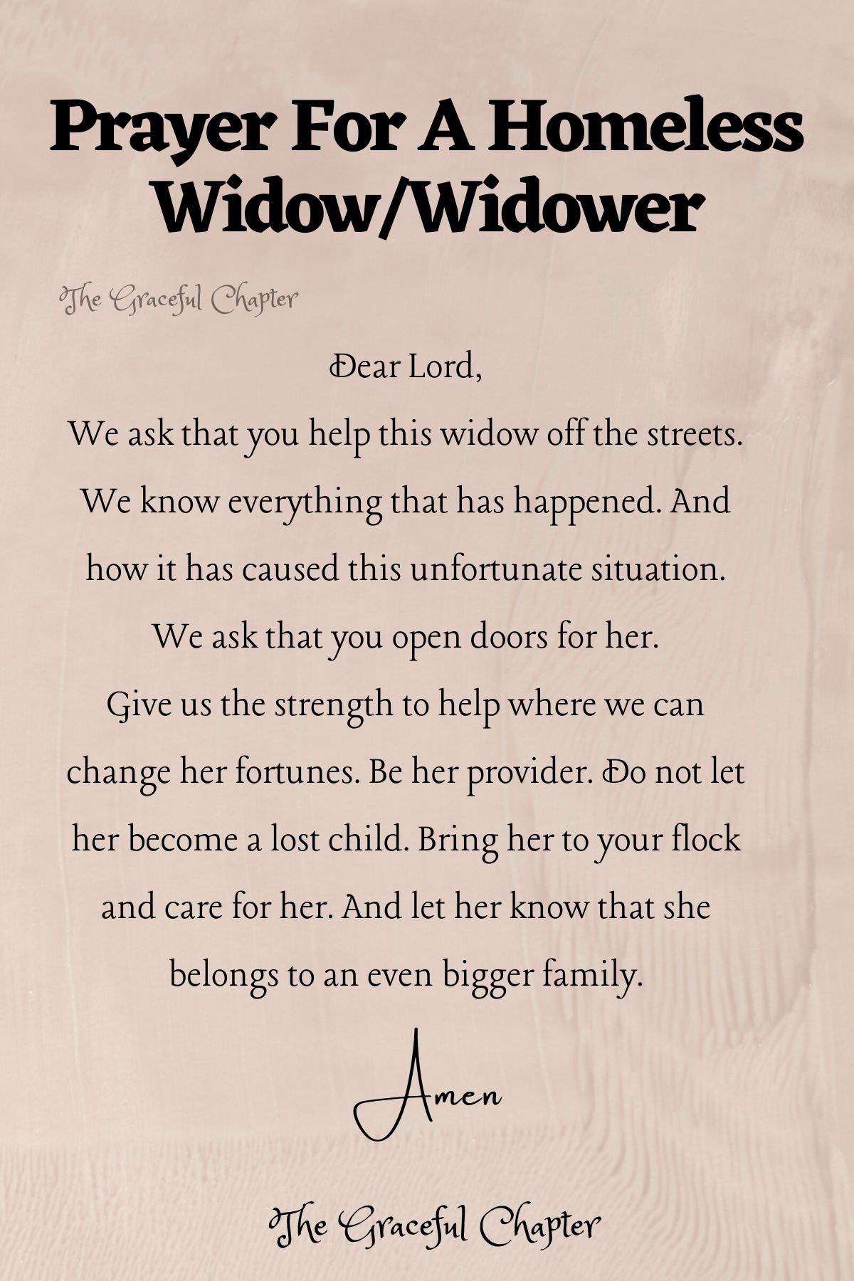 Prayer for a homeless widow/widower