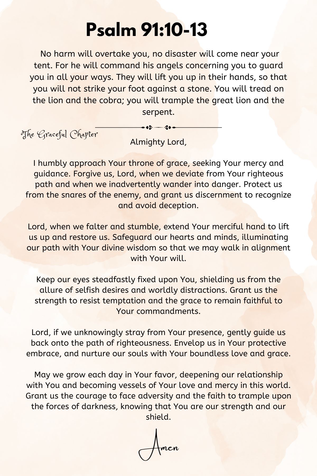 Prayer: Psalm 91:10-13