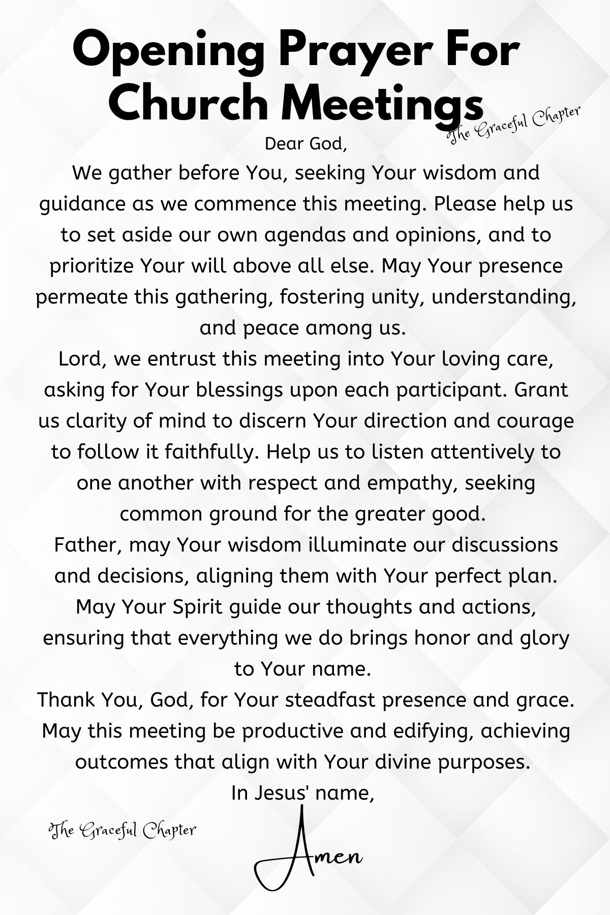 Opening Prayers For Meetings - The Graceful Chapter