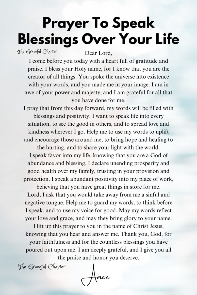 Prayer To Speak Blessings Over Your Life - The Graceful Chapter